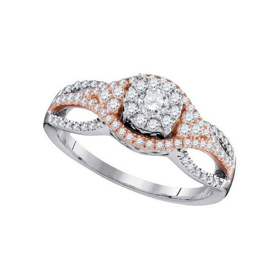 10kt Two-tone Gold Womens Round Diamond Cluster Bridal Wedding Engagement Ring 1/2 Cttw