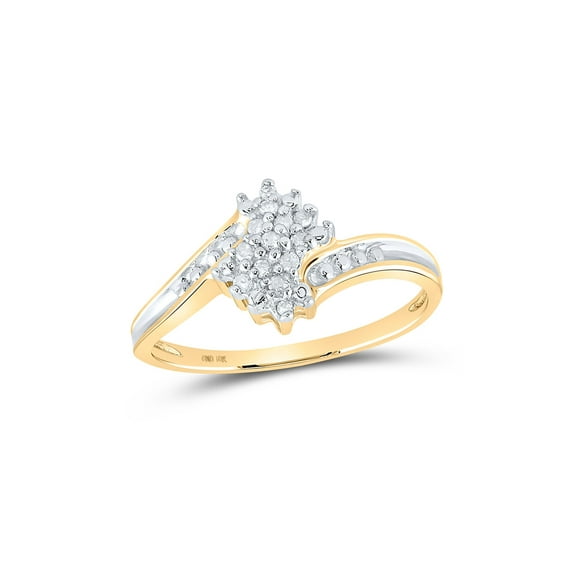 10kt Two-tone Gold Womens Round Diamond Cluster Ring 1/10 Cttw