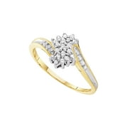 DIAMOND DEAL 10kt Two-tone Gold Womens Round Diamond Cluster Ring 1/10 Cttw