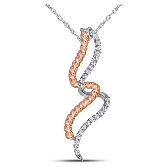 10kt Two-tone Gold Womens Round Diamond Fashion Pendant 1/10 Cttw