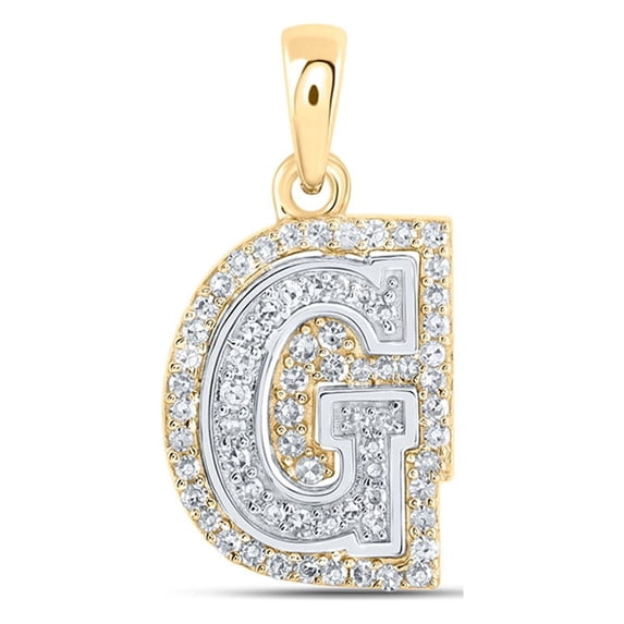 10kt Two-tone Gold Womens Round Diamond G Initial Letter Pendant 1/5 Cttw