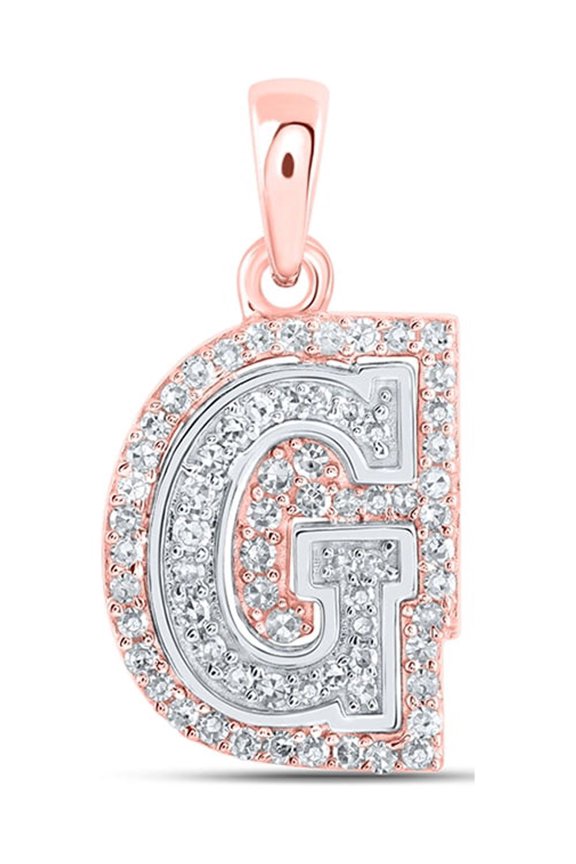 10kt Two-tone Gold Womens Round Diamond G Initial Letter Pendant 1/5 Cttw