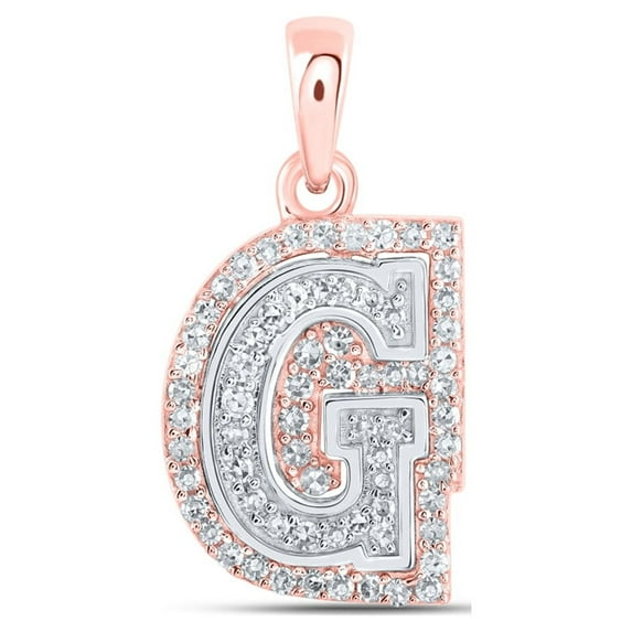 10kt Two-tone Gold Womens Round Diamond G Initial Letter Pendant 1/5 Cttw
