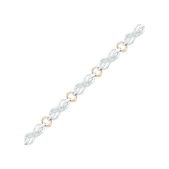 10kt Two-tone Gold Womens Round Diamond Infinity Bracelet 1/4 Cttw