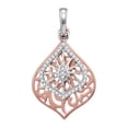 thumbnail image 1 of 10kt Two-tone Gold Womens Round Diamond Openwork Wide Oval Pendant 1/8 Cttw, 1 of 1