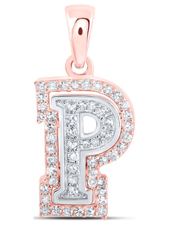 10kt Two-tone Gold Womens Round Diamond P Initial Letter Pendant 1/6 Cttw