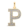 thumbnail image 1 of 10kt Two-tone Gold Womens Round Diamond P Initial Letter Pendant 3/8 Cttw, 1 of 1