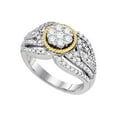thumbnail image 1 of 10kt Two-tone Gold Womens Round Diamond Roped Flower Cluster Ring 7/8 Cttw, 1 of 1