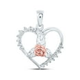 thumbnail image 1 of 10kt Two-tone Gold Womens Round Diamond Rose Heart Pendant 1/5 Cttw, 1 of 1
