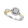 thumbnail image 1 of 10kt Two-tone Gold Womens Round Diamond Square Cluster Twist Ring 1/5 Cttw, 1 of 1
