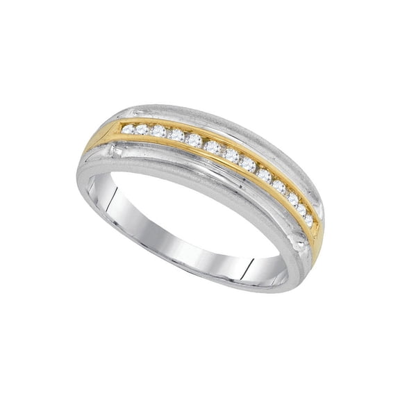 10kt Two-tone White Gold Mens Round Diamond Wedding Anniversary Band Ring 1/4 Cttw