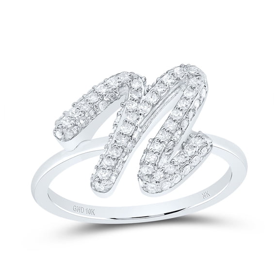 10kt White Gold 1/2 Cttw Diamond Fashion Initial "N" Wedding Engagement Anniversary Ring, Women Size: 5-9