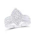 thumbnail image 1 of 10kt White Gold 1/2 Cttw Natural Diamond Marquise Single Halo Wedding Engagement Anniversary Bridal Set, Women Size: 5-9, 1 of 1