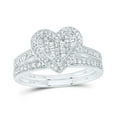 thumbnail image 1 of 10kt White Gold 1/3 Cttw Natural Diamond Fashion Heart Wedding Engagement Anniversary Bridal Set, Women Size: 5-9, 1 of 1