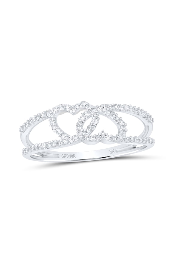 10kt White Gold 1/4 Cttw Diamond Heart Wedding Engagement Anniversary Ring, Women Size: 5-9