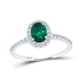 thumbnail image 1 of 10kt White Gold 1/4ctw Diamond 3/4ct-em Synthetic Gemstone Ring, 1 of 1