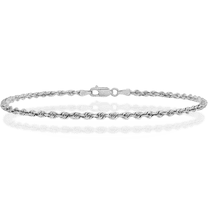10K Solid White Gold 1.85mm Quadruple Rope Chain Bracelet