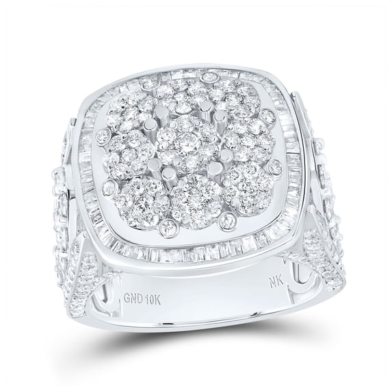10kt White Gold 2 1/2 Cttw Diamond Fashion Cushion Head Flower Wedding Engagement Anniversary Ladies Ring, Women Size: 5-9