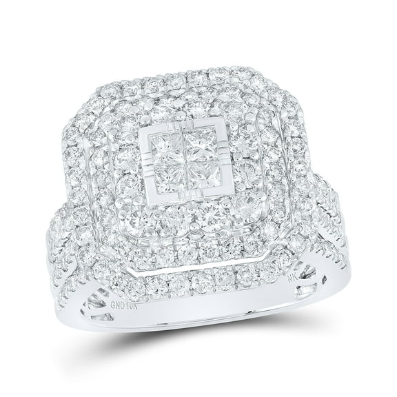 10kt White Gold 2 Cttw Diamond Bridal Wedding Engagement Anniversary Ring, Women Size: 5-9