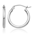 thumbnail image 1 of 10K Solid White Gold 2mm Tube Round Small Hoop Earrings, 1 of 10
