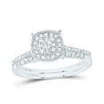 thumbnail image 1 of 10kt White Gold 3/8 Cttw Diamond Cushion Single Halo Wedding Engagement Anniversary Bridal Set, Women Size: 5-9, 1 of 1