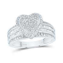 10kt White Gold 7/8 Cttw Natural Diamond Fashion Heart Wedding Engagement Anniversary Ring, Women Size: 5-9