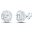 thumbnail image 1 of 10kt White Gold Baguette Diamond Circle Cluster Earrings 1/2 Cttw, 1 of 1