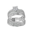 thumbnail image 1 of 10kt White Gold His & Hers Round Diamond Cluster Matching Bridal Wedding Ring Band Set 3/8 Cttw, 1 of 3