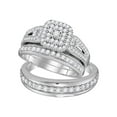 thumbnail image 1 of 10kt White Gold His Hers Round Diamond Cluster Matching Wedding Set 1-1/5 Cttw, 1 of 3