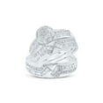 thumbnail image 1 of 10kt White Gold His Hers Round Diamond Cluster Matching Wedding Set 1 Cttw, 1 of 1