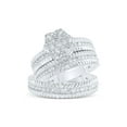 thumbnail image 1 of 10kt White Gold His Hers Round Diamond Cluster Matching Wedding Set 1 Cttw, 1 of 1
