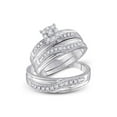 thumbnail image 1 of 10kt White Gold His Hers Round Diamond Solitaire Matching Wedding Set 1/3 Cttw, 1 of 1