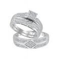 thumbnail image 1 of 10kt White Gold His & Hers Round Diamond Square Cluster Matching Bridal Wedding Ring Band Set 1/2 Cttw, 1 of 1