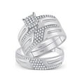 thumbnail image 1 of 10kt White Gold His Hers Round Diamond Square Matching Wedding Set 1/2 Cttw, 1 of 1