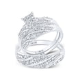 thumbnail image 1 of 10kt White Gold His Hers Round Diamond Square Matching Wedding Set 1/3 Cttw, 1 of 5