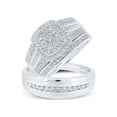 thumbnail image 1 of 10kt White Gold His Hers Round Diamond Square Matching Wedding Set 3/4 Cttw, 1 of 3