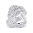 thumbnail image 1 of 10kt White Gold His Hers Round Diamond Square Matching Wedding Set 3/4 Cttw, 1 of 4