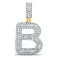 thumbnail image 1 of 10kt White Gold Mens Baguette Diamond B Initial Letter Pendant 5/8 Cttw, 1 of 1