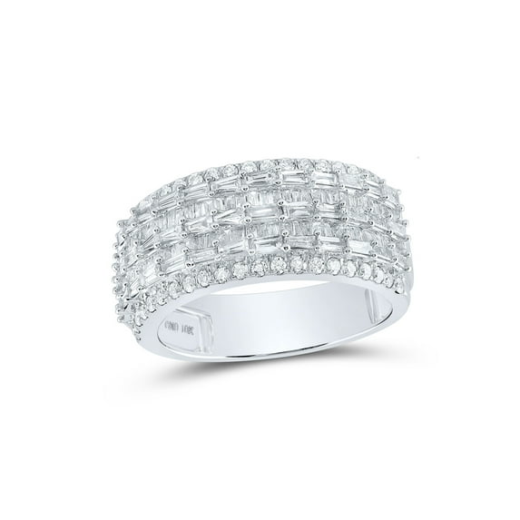 10kt White Gold Mens Baguette Diamond Band Ring 1-3/4 Cttw