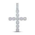thumbnail image 1 of 10kt White Gold Mens Baguette Diamond Cross Charm Pendant 1-7/8 Cttw, 1 of 1