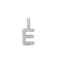 thumbnail image 1 of 10kt White Gold Mens Baguette Diamond E Initial Letter Pendant 1/2 Cttw, 1 of 1