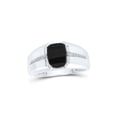thumbnail image 1 of 10kt White Gold Mens Cushion Onyx Diamond Band Ring 2 Cttw, 1 of 1