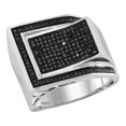 thumbnail image 1 of 10kt White Gold Mens Round Black Color Enhanced Diamond Curved Rectangle Cluster Ring 1/2 Cttw, 1 of 1