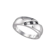 DIAMOND DEAL 10kt White Gold Mens Round Black Color Enhanced Diamond Wedding Band Ring 1/5 Cttw