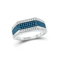 thumbnail image 1 of 10kt White Gold Mens Round Blue Color Enhanced Diamond Band Ring 3/4 Cttw, 1 of 1