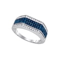 thumbnail image 1 of 10kt White Gold Mens Round Blue Color Enhanced Diamond Band Ring 3/4 Cttw, 1 of 1
