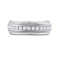 thumbnail image 1 of 10kt White Gold Mens Round Channel-set Diamond Milgrain Edge Wedding Band Ring 1/2 Cttw, 1 of 1