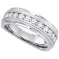thumbnail image 1 of 10kt White Gold Mens Round Channel-set Diamond Milgrain Edge Wedding Band Ring 1/2 Cttw, 1 of 1