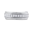 thumbnail image 1 of 10kt White Gold Mens Round Channel-set Diamond Milgrain Edge Wedding Band Ring 1/2 Cttw, 1 of 4