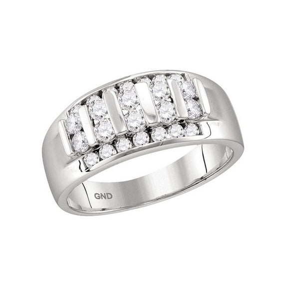 10kt White Gold Mens Round Channel-set Diamond Raised Wedding Band 1 Cttw